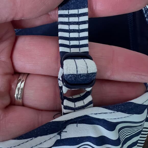 Niptuck Swim Women Plus Size 16 Tankini Navy White Stripe Multi Fit Cup Nautical - Picture 5 of 9